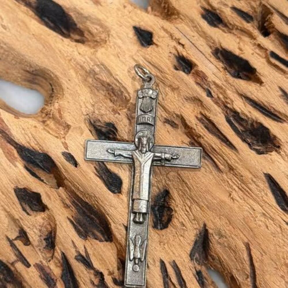 Vintage Catholic Jewelry Christ the Priest Crucifix Pendant